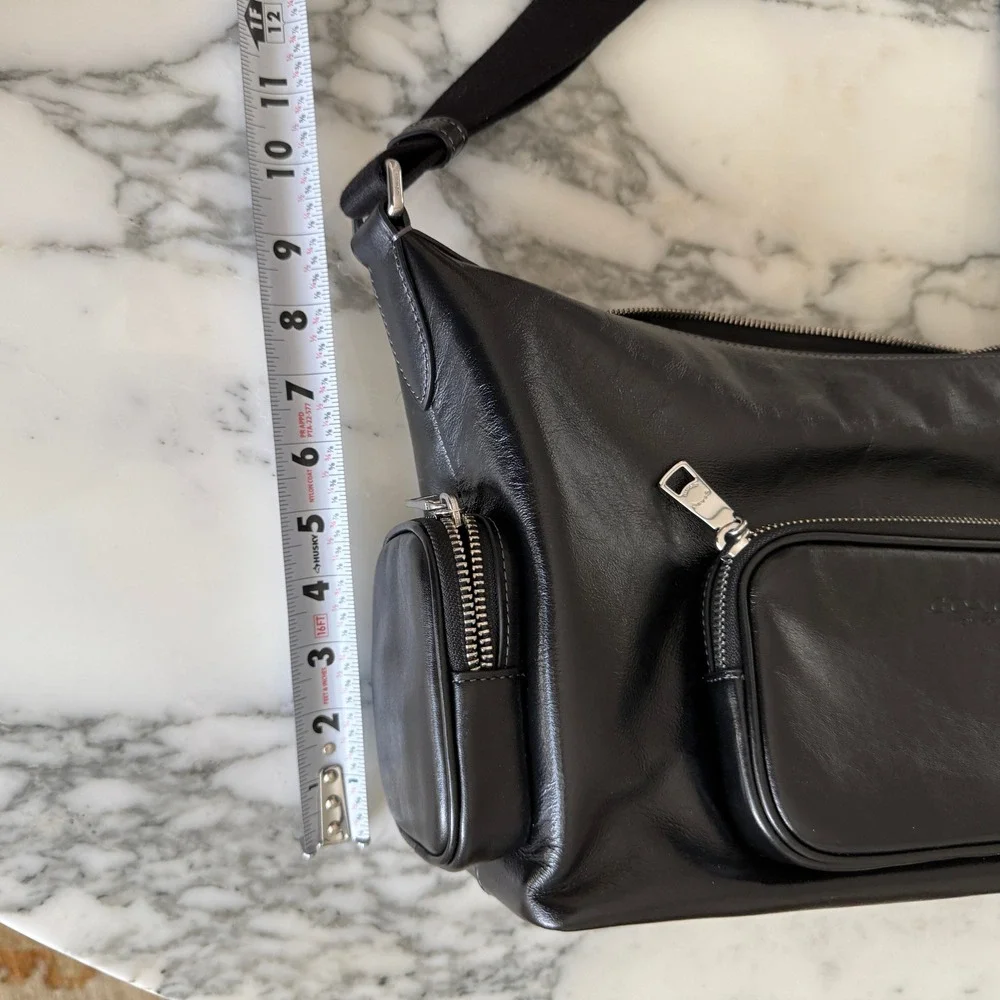 Coach Finn Crossbody Bag CDY58 Pockets And Charms Silver Shiny Black